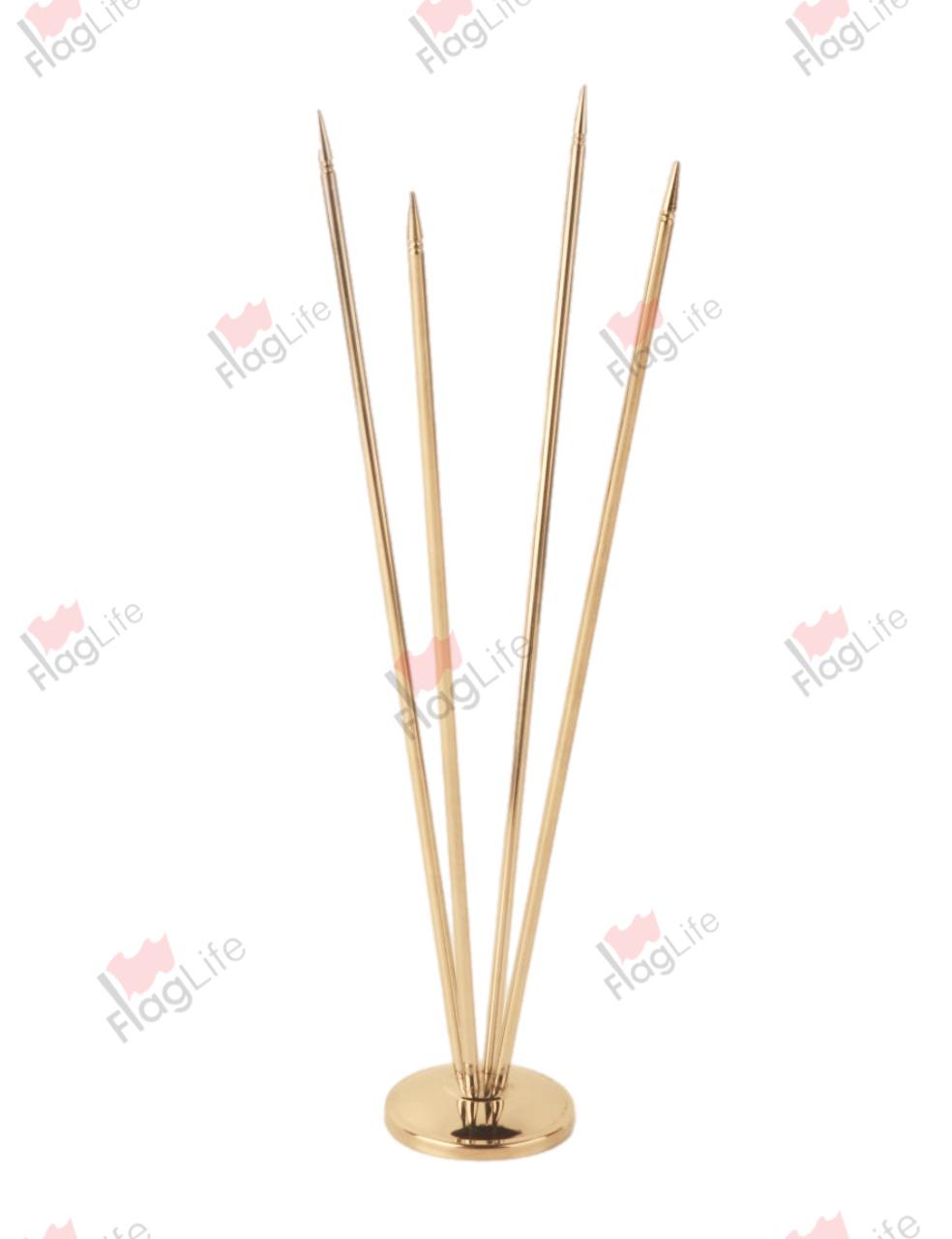 Флагшток настольный металл на четыре флага золото