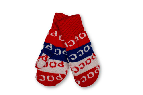 Варежки трикотажные с вязаными логотипами