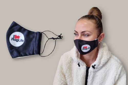 Маска текстильная на резинке (с печатью логотипа)