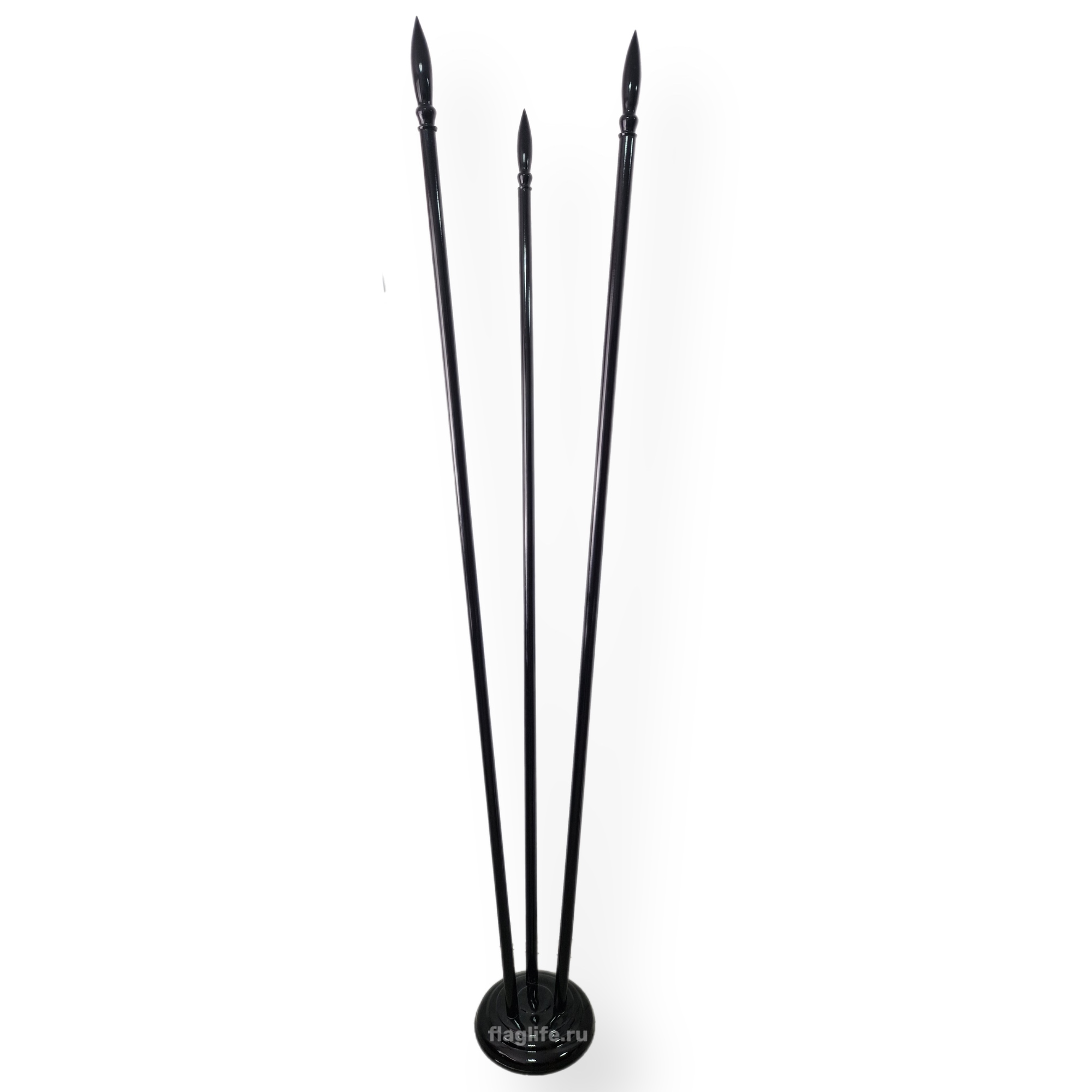 Флагшток напольный деревянный с основанием блин на 3 древка