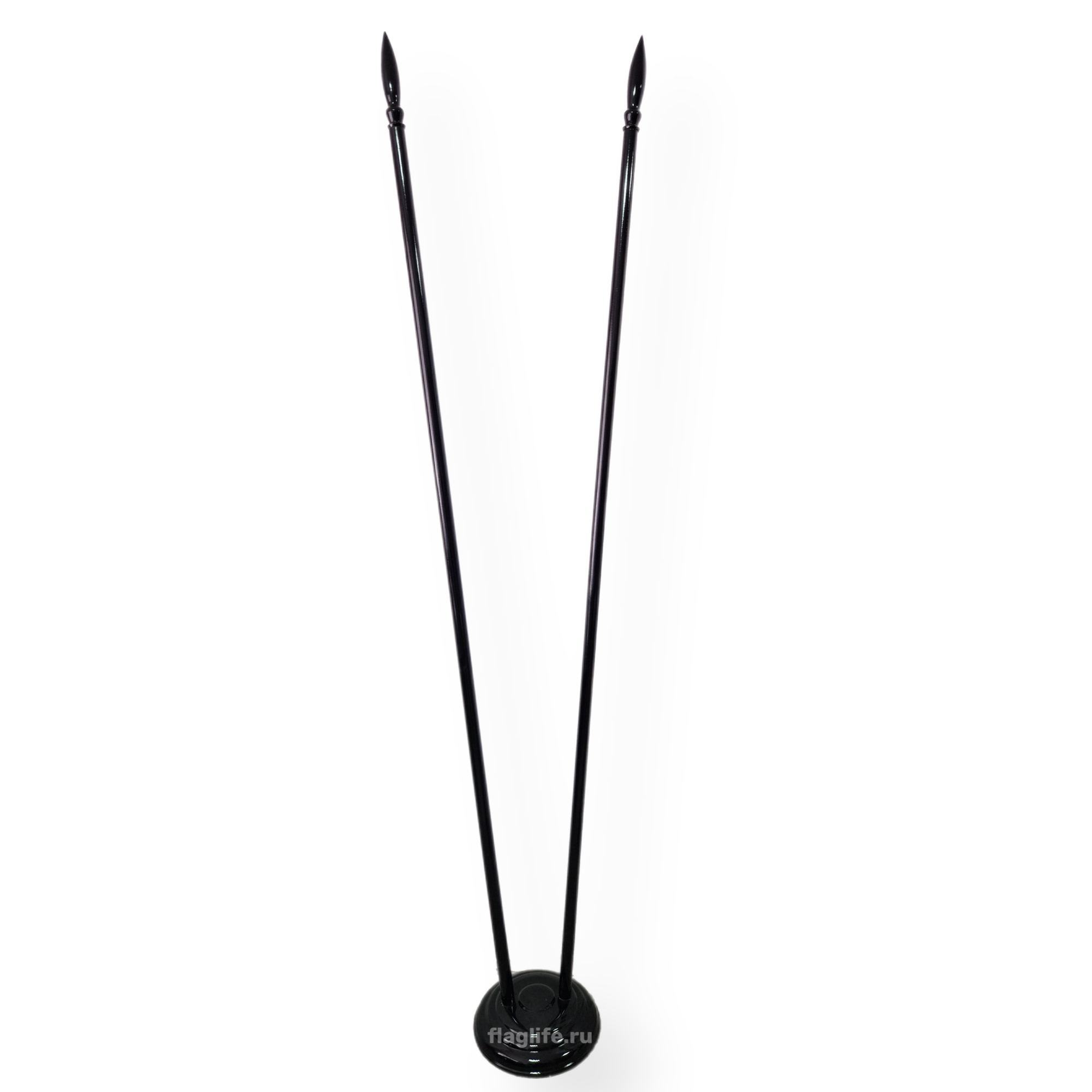 Флагшток напольный деревянный с основанием блин на 2 древка