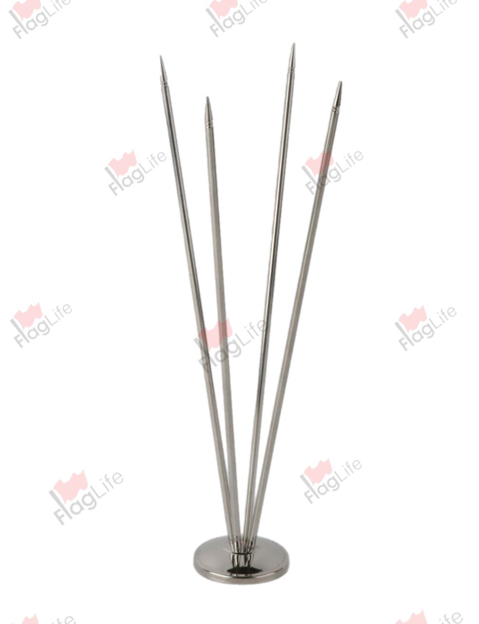 Флагшток настольный металл на четыре флага серебро